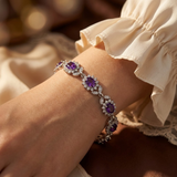 Velmara™ - Bracciale in Argento con Motivo Floreale e Ametista