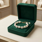 Bracciale a Catena con Cluster di Perle in Fiore