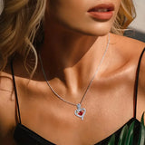 Avelina™ - Collana in argento con pendente a forma di cuore e rubino