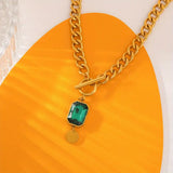 Ronia™ - Collana con pendente a catena spessa in smeraldo Oro