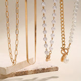 Conjunto de Collar de Cadena de Serpiente de Perlas Vintage y Oro | Oro
