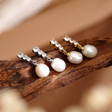 Orecchini a Pendente Perla Trio Sparkle