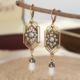Orecchini Vintage con Perle Incastonate in Oro