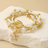 Set di 6 Bracciali in Oro e Perle