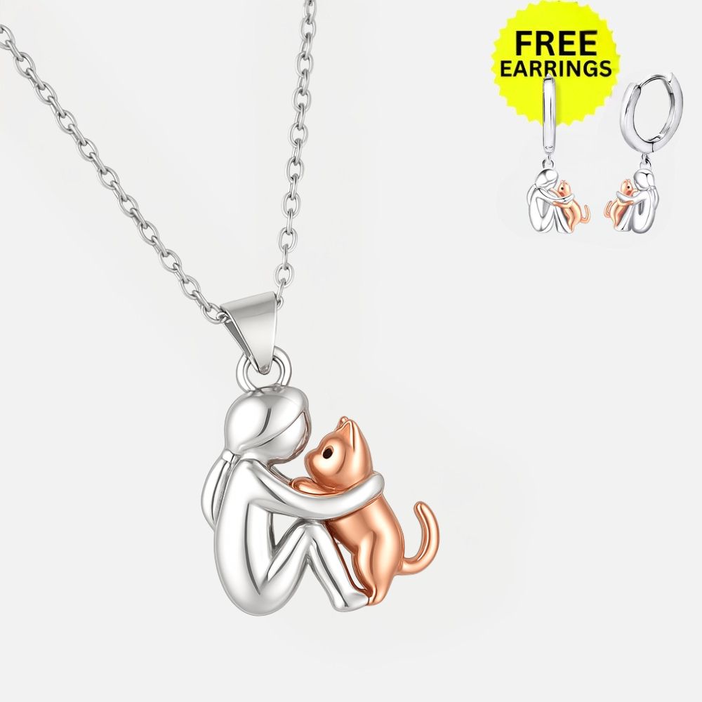 Collar con colgante de gato y aretes gratis: oferta por tiempo limitado