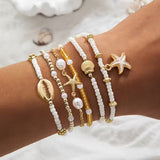 Set di 6 Bracciali in Oro e Perle