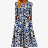 Mirella™ - Abito Maxi Garden con Tasche e Margherite Blu