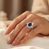 Solavella™ - Anello Halo in Zaffiro e Oro