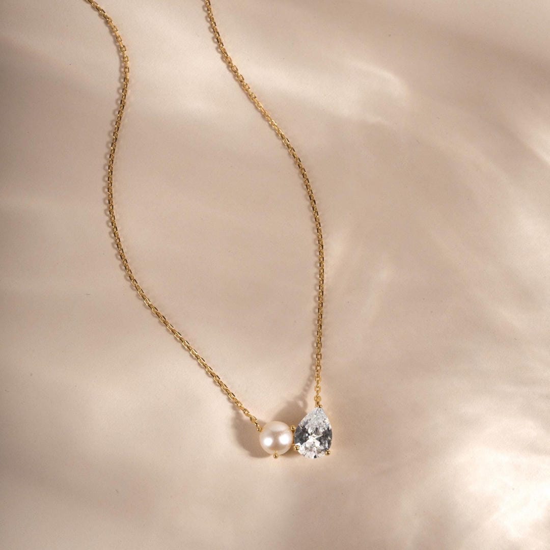 Collana con Charm Duo a Goccia di Perla
