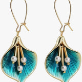 Orecchini Lotus Blu Vintage in Argento