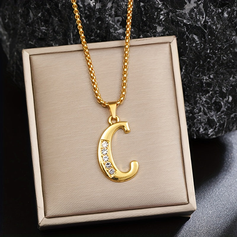 Collar con inicial de cristal | Oro