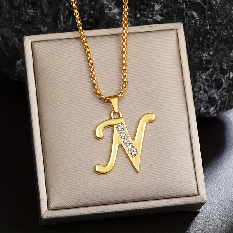 Collar con inicial de cristal | Oro