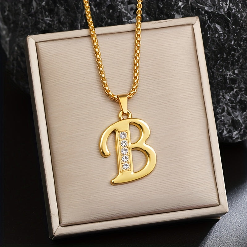 Collar con inicial de cristal | Oro