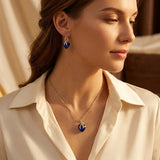 Valerina™ - Parure di Collana e Orecchini a Cuore con Zaffiro in Oro