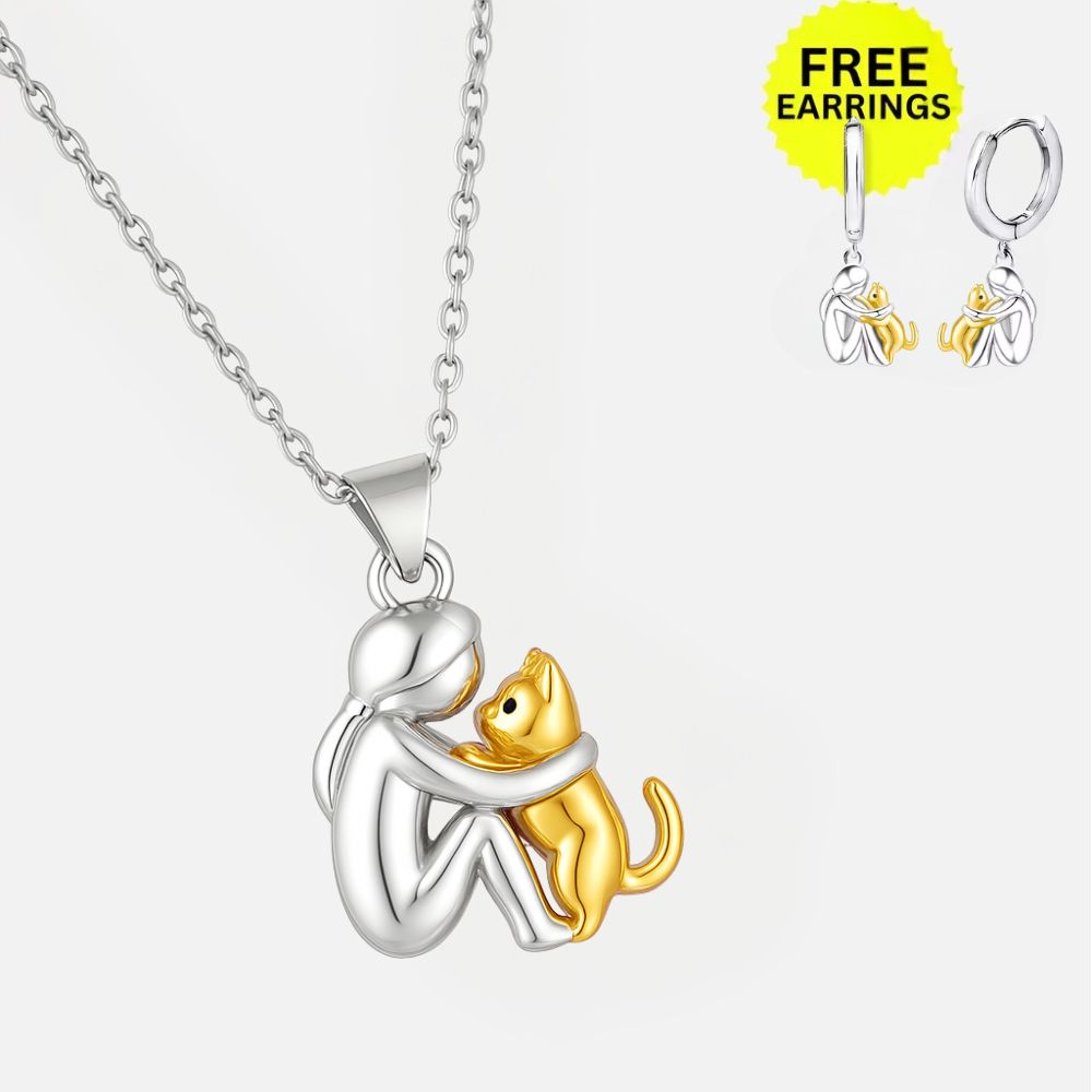 Collar con colgante de gato y aretes gratis: oferta por tiempo limitado