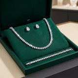 Splendido Set Completo di Zirconia Cubica Rotonda Trasparente per Sposa