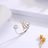 Anello Regolabile per Cani in Argento Sterling 925 – “Sempre nel Mio Cuore” con Zirconia