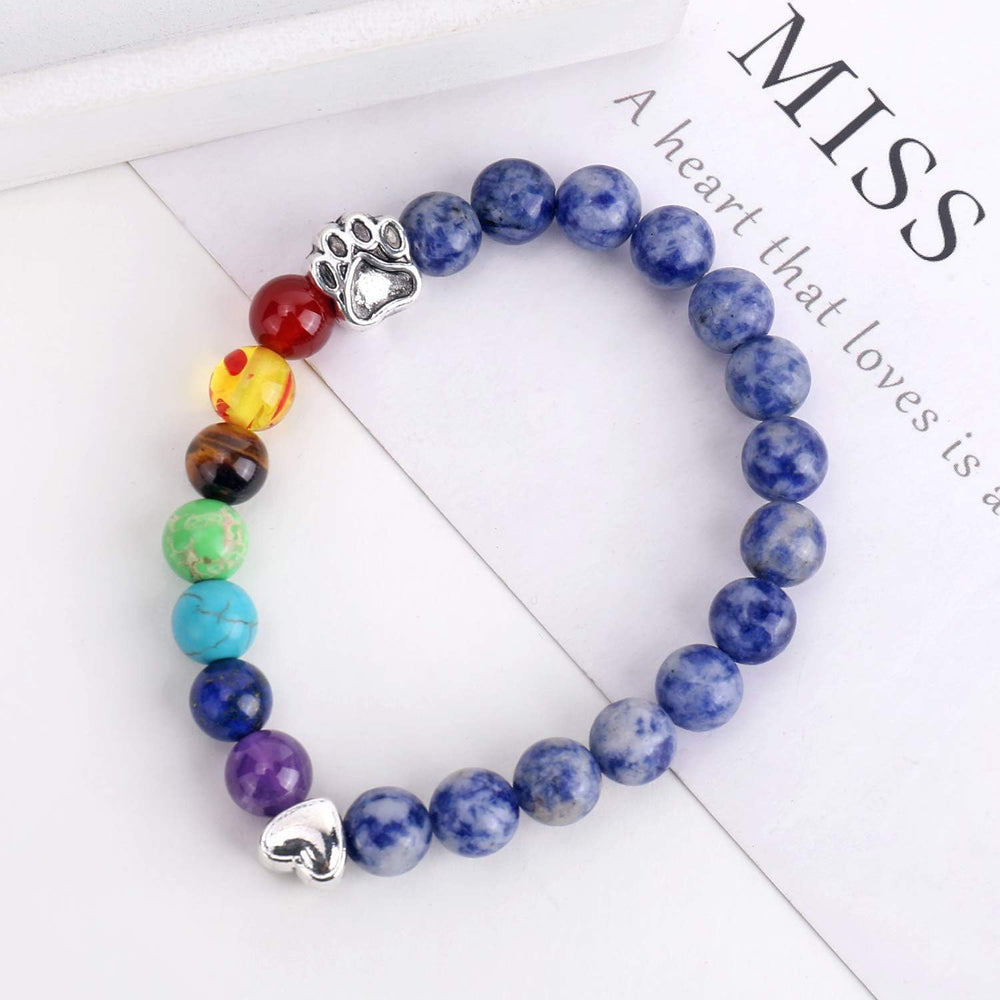 Pulsera conmemorativa del Puente del Arco Iris: regalo con 7 cuentas de chakras por la pérdida de una mascota
