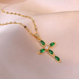 Bea™ - Smeraldo Croce Collana Oro