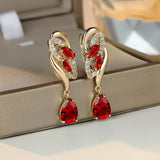 Pendientes de gota en oro y rubí