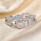 Anello Cuore in Oro Bianco con Zirconia