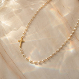Mirabile™ - Collana a Croce Decorata con Perle d'Acqua Dolce