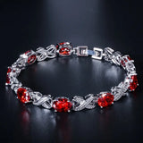 Bracciale a Maglia in Argento e Rubino