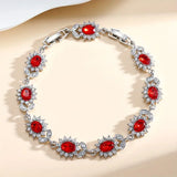 Bracciale Floreale in Argento e Rubino