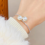 Bracciale Cuff Duo Pearl Pavé