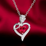 Collana con pendente a cuore in rubino argento