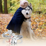 Anello Regolabile per Cani in Argento Sterling 925 – “Sempre nel Mio Cuore” con Zirconia