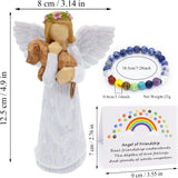 Set Regalo in Memoria del Cane con Figurina dell'Angelo dell'Amicizia e Bracciale Chakra del Ponte Arcobaleno