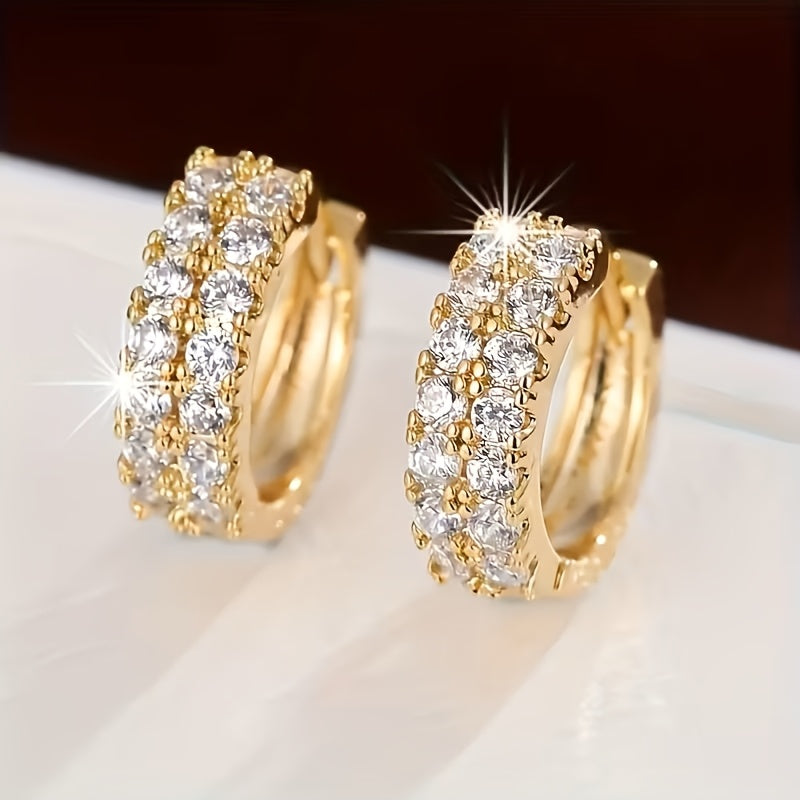 Vintage Orecchini a Cerchio in Oro Bianco con Micro Zirconia