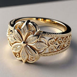 Anello in Oro con Zirconia di Design Floreale Esotico