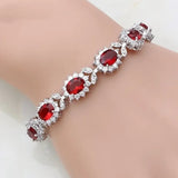 Bracciale Floreale in Argento e Rubino