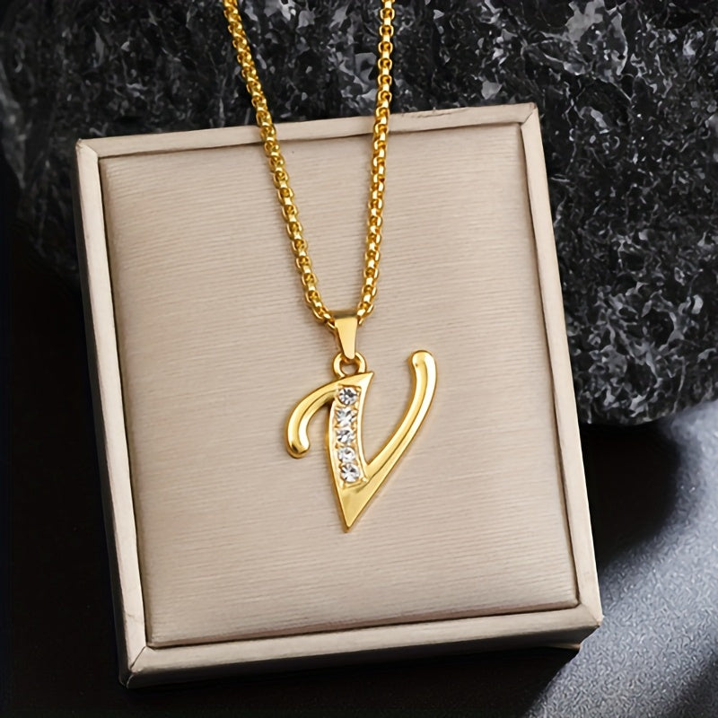 Collar con inicial de cristal | Oro