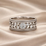 Elegante anillo de oro blanco con circonita