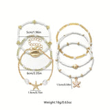 Set di 6 Bracciali in Oro e Perle