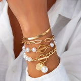 Set di Bracciali di Perle a Strati di Lusso
