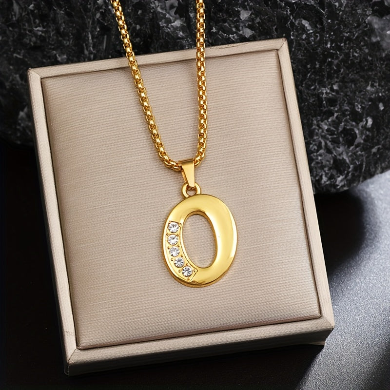 Collar con inicial de cristal | Oro