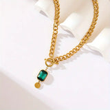 Ronia™ - Collana con pendente a catena spessa in smeraldo Oro