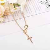 Aureolux™ - Collana con Pendente a Croce Eterna in Oro Bianco