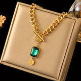 Ronia™ - Collana con pendente a catena spessa in smeraldo Oro