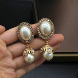 Pendientes colgantes con marco de perlas vintage