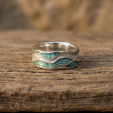 Anello Onde Argentate Turchesi