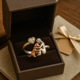 Anello per Cani in Argento Sterling 925 Fatti a Mano con Zirconia a Forma di Cuore – Misura Regolabile