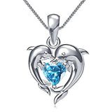 Collana con Delfini e Cuore Blu