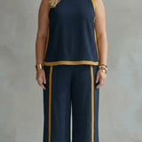 Lucentia™ - Conjunto Elegante y Casual de Chaleco y Pantalón con Detalles Bicolor