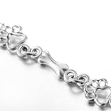 Bracciale in Argento Puro Edizione Limitata con Charm a Forma di Zampa di Cane e Osso