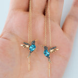 Orecchini in smalto e zirconia a forma di colibrì